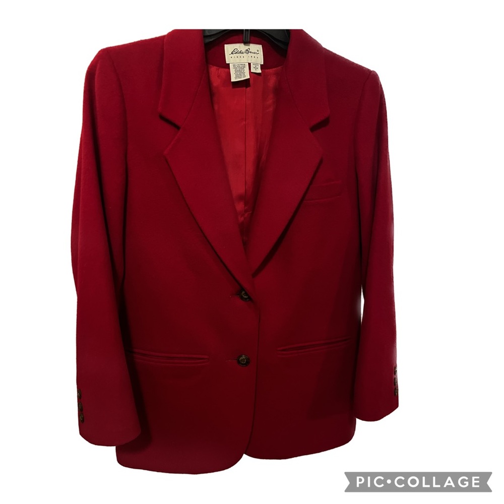 Eddie Bauer wool red peacoat